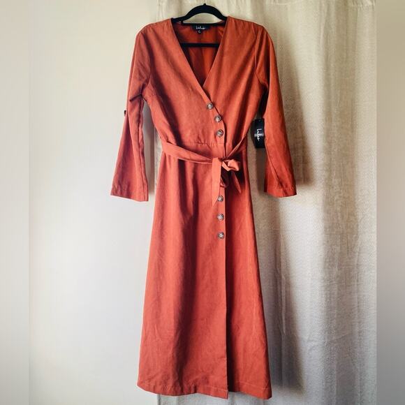 Lulus Dresses & Skirts - 🆕 NWT Lulus terracota vegan washed faux suede midi dress